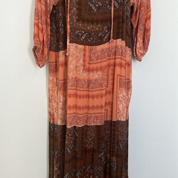 Renee C - Color-block Boho Tiered Three Quarter Sleeve Maxi Dress Small - Picture 9 of 13